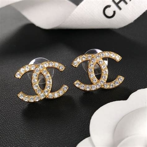 coco chanel stud earrings|Chanel double c earrings studs.